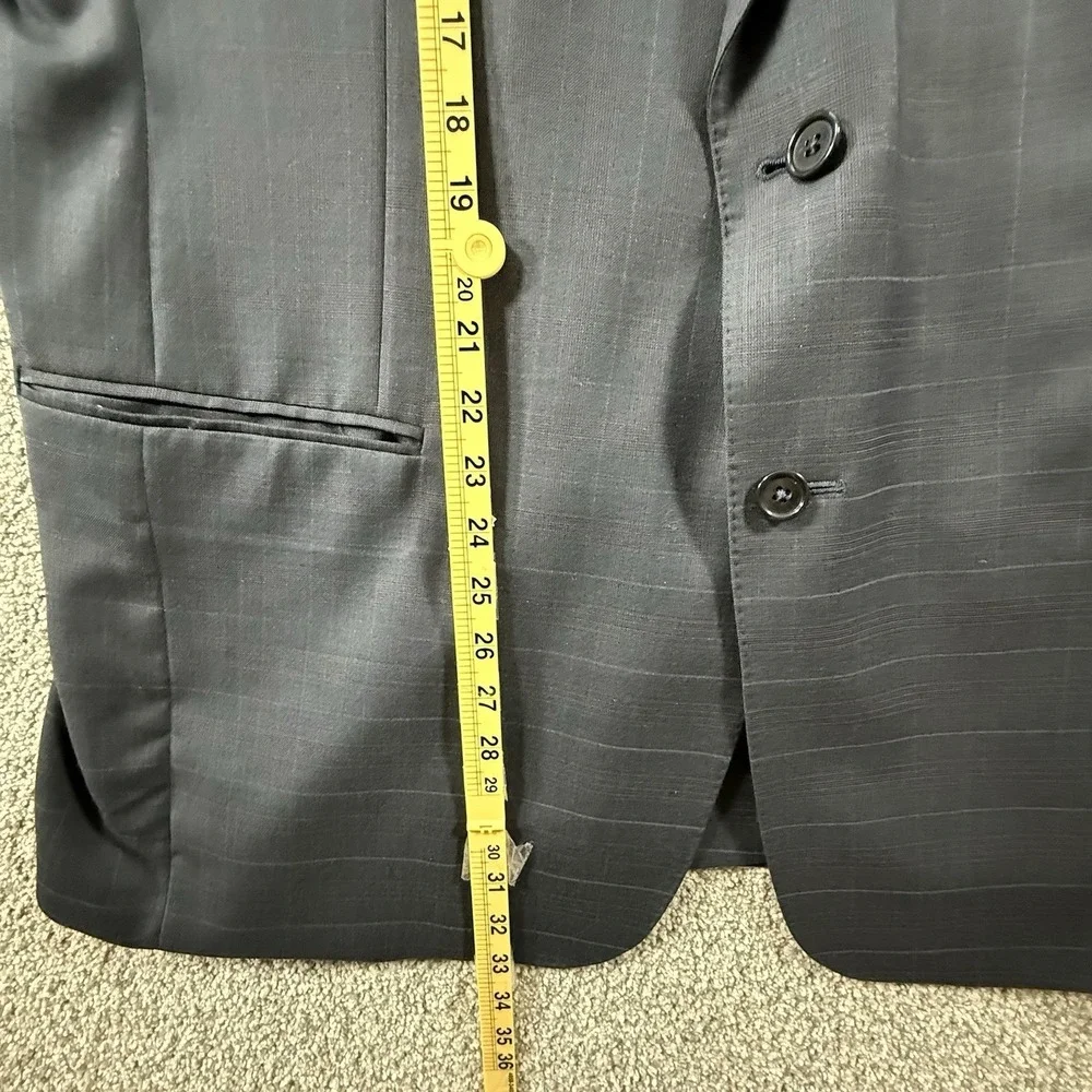 Jos A Bank Signature Gold Gordon 46R Navy 100% Wool Windowpane Sport Coat